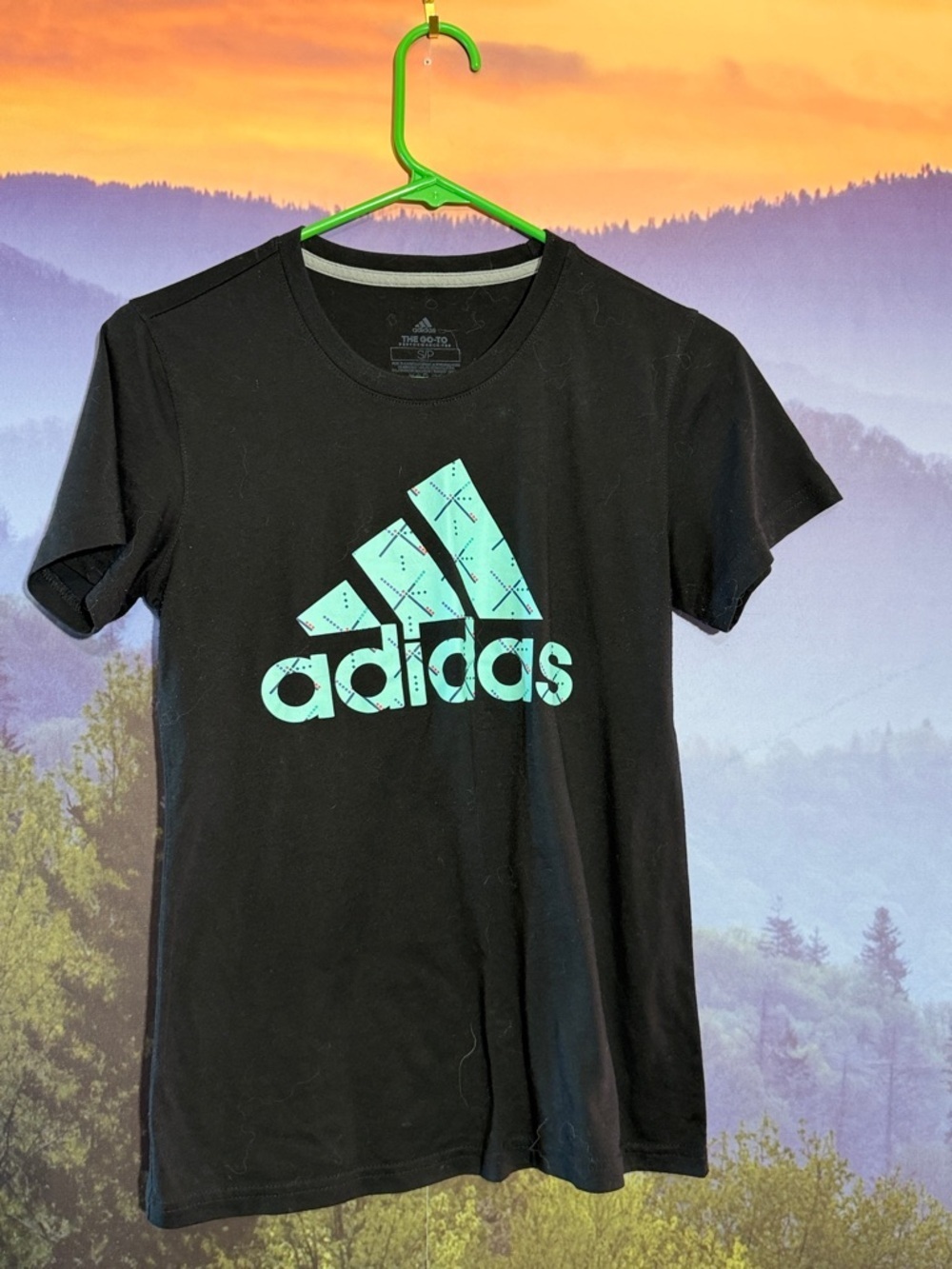 adidas Black T-Shirt with Mint Graphic Logo